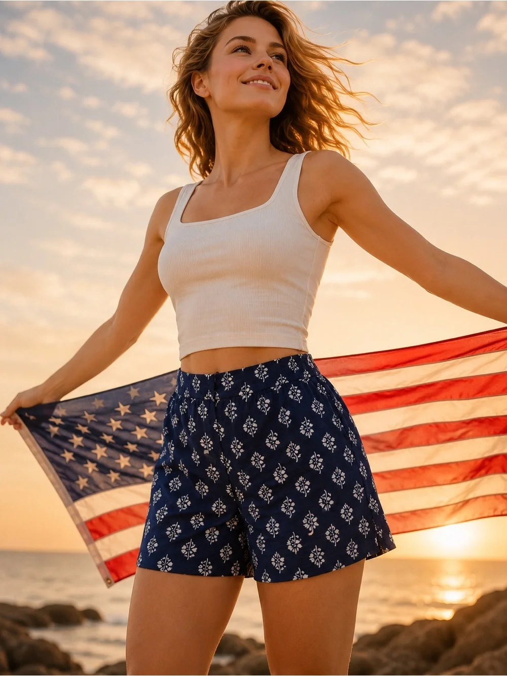 J. Crew Navy Printed High-Waist Women’s Shorts